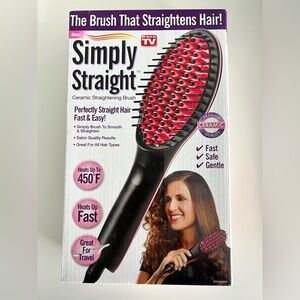 Simply Straight ceramic straightening brush flat iron straight hair tools curly